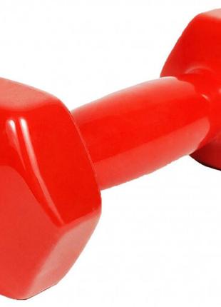 Гантель для фитнеса EasyFit с виниловым покрытием красная 2 кг...