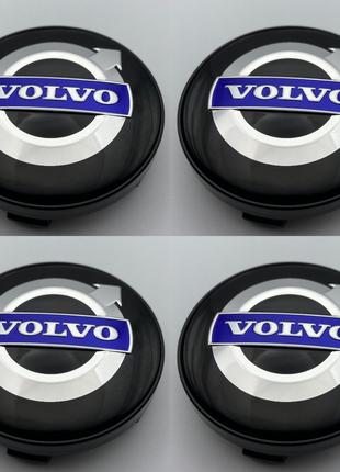 Колпачки Volvo 60 мм 56 мм черные с синим логотипом
