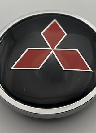 Колпачок Mitsubishi 63 мм 59 мм хром с красным логотипом