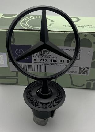 Mercedes эмблема видоискатель звезда на капот новый черный мат...