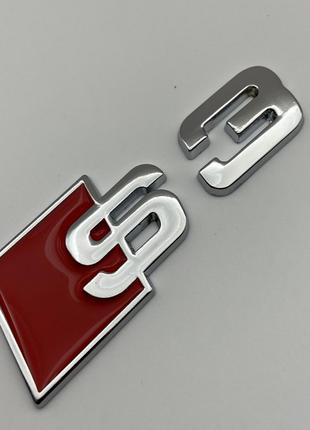 Шильдик эмблема на крыло Audi S line на кузов Audi S3
