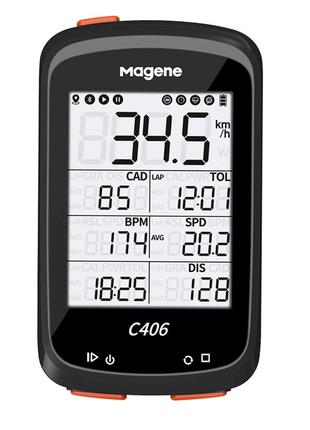 Велокомпьютер Magene C406 c GPS поддержка Strava, каденс, пуль...