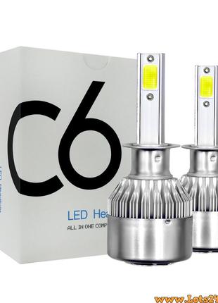 2шт Авто-лампы H1 Turbo LED 6000K светодиодные лед лампочки лу...