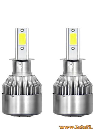 2шт Авто-лампы H3 Turbo LED 6000K светодиодные лампочки для ав...
