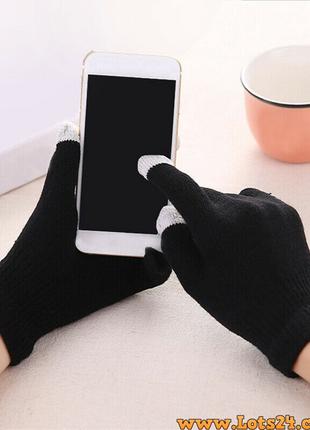 Сенсорные перчатки вязаные для сенсорных экранов телефонов ана...