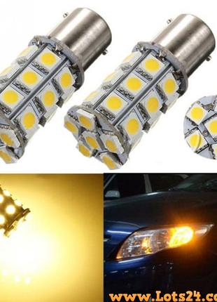 Авто-лампы желтые P21W 1156 27 LED 6000K BA15S светодиодные га...