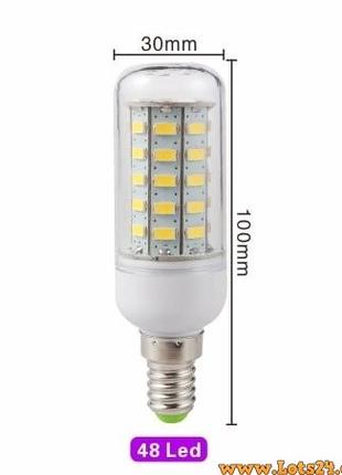 Енергоощадна світлодіодна лампа E14 48 LED лампочка Е14