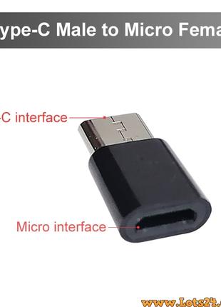 OTG адаптер переходник с USB TYPE C ПАПА на MICRO USB МАМА кон...