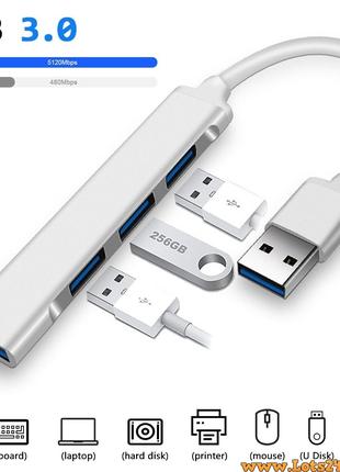 USB хаб TransLine 4 порта USB3.0 USB2.0 OTG переходник usb 3.0...