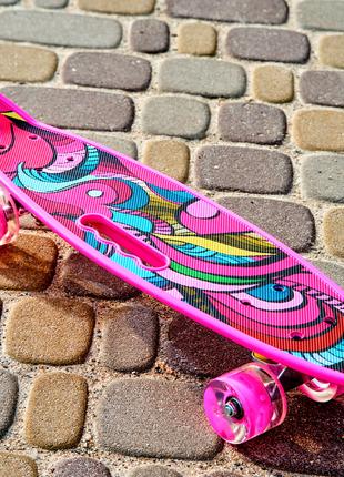 Скейт Пенни борд Skate со светящимися колесами ,алюминиевая по...