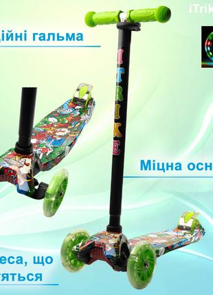 Самокат дитячий триколісний iTrike MAXI JR 3-055-1-WP2 зі світ...