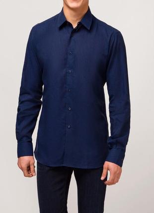 Мужская классическая синяя рубашка h&amp;m