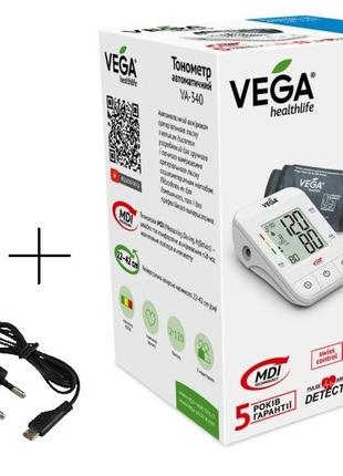 Тонометр VEGA VA-340 new + адаптер micro USB с LUX манжетой 22...