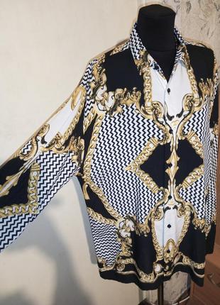 Стильная блузка-рубашка с принтом "цепи" в стиле версаче,zara