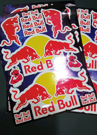 Наклейки стикеры Ред булл red bull redbull мотопак спонсор пак