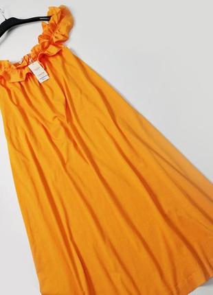Длинное хлопковое платье с оборками mango