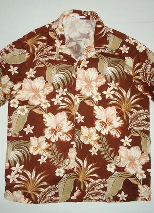 Рубашка  гавайская zara viscosa гавайка (l)