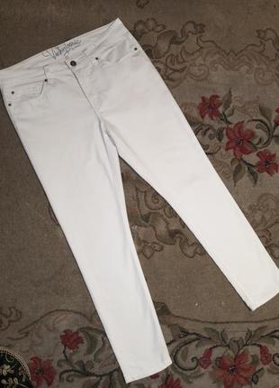 Стрейч,белые,зауженные джинсы с карманами,большого размера,kap...