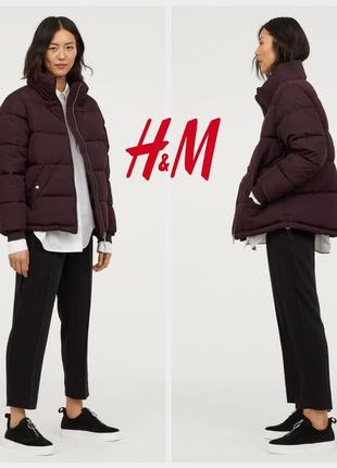 H&m  куртка пуффер цвета "бургунди "