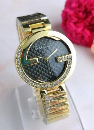 Женские наручные часы, часы браслет золото с черным