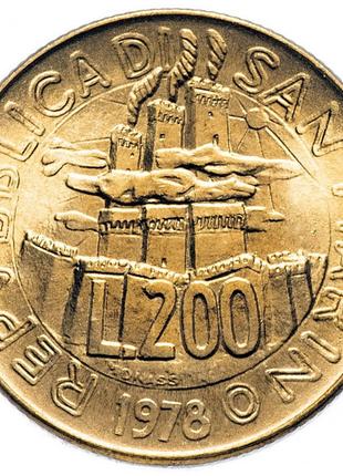 Монета 200 лир. 1978 год, Сан-Марино.UNC