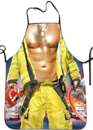 Фартук с приколом для мужчин Пожарный - размер 73*57см, полиэстер