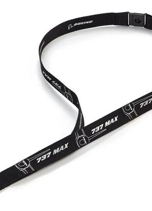 Ленточка для бейджа 737 MAX Midnight Silver Lanyard (черная)