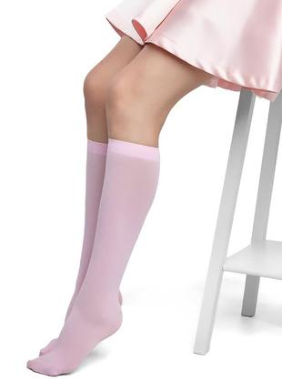 Гольфы розовые однотонные капроновые высокие носки пудра стиль...
