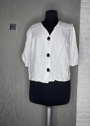 Блуза с короткими объемными рукавами блузка в горошек с оригин...