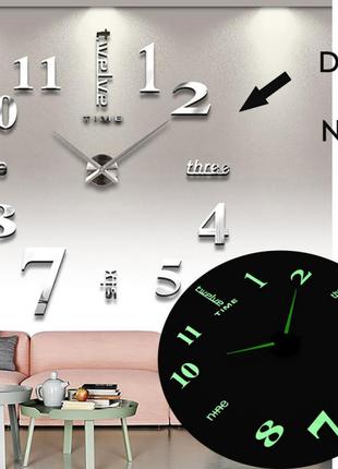Настенные часы Horloge 3D DIY кварц 27/37/47 55 см с фосфорным...