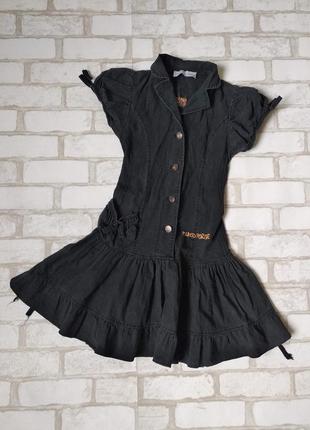 Джинсовое платье на девочку черное montella