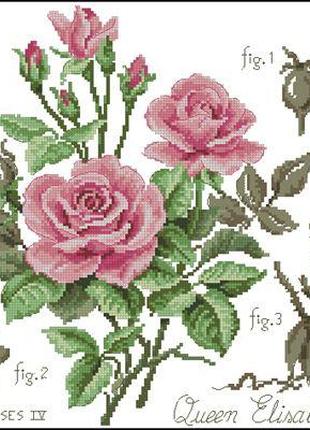 Набор для вышивки крестиком. Размер: 25*25 см Розы розовые
