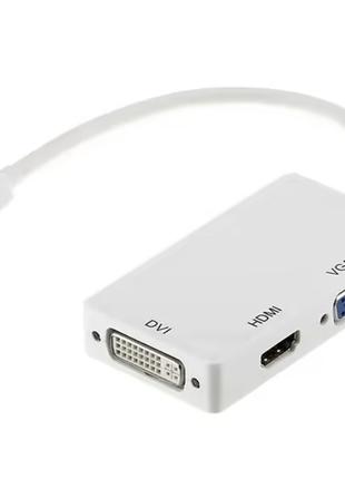 Конвертер переходник Mini DisplayPort на HDMI/DVI/VGA 34113