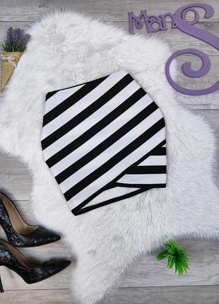 Женская мини юбка в черно белую полоску размер 44 s