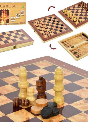 Шахи XQ630-17 (30шт) дерев'яні,3 в 1 (шашки, нарди), в кор-ці,...