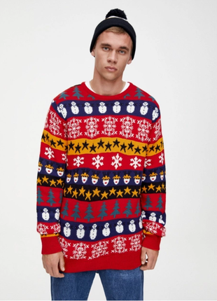 Свитер pull&bear merry x-mas цвет разноцветный m мех38