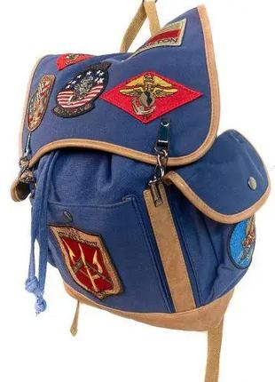 Рюкзак Top Gun Canvas Backpack With Patches TGB2001 (Blue)