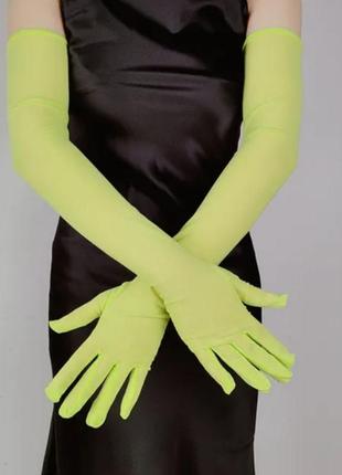 Перчатки сетка облегающие салатовые женские