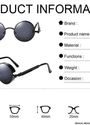 Винтажные стимпанк солнцезащитные очки ретро панк авиатор. Black