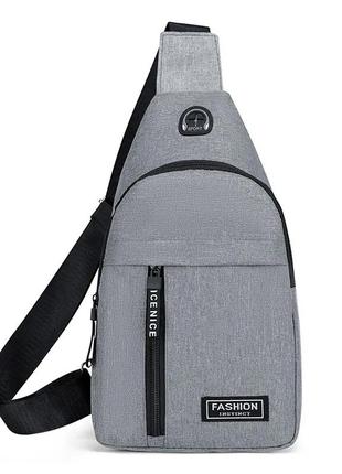 Рюкзак мужской водонепроницаемый серый с черной фурнитурой