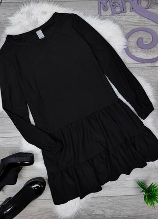 Женское чёрное платье с длинным рукавом italian style расклешё...