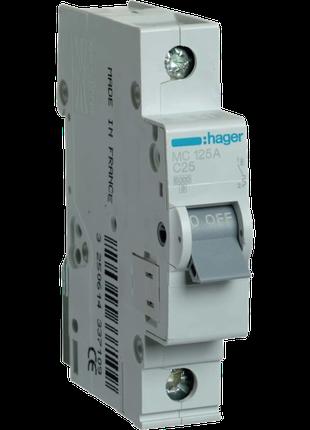 Автоматичний вимикач Hager In=25А «C» 6kA MC125A