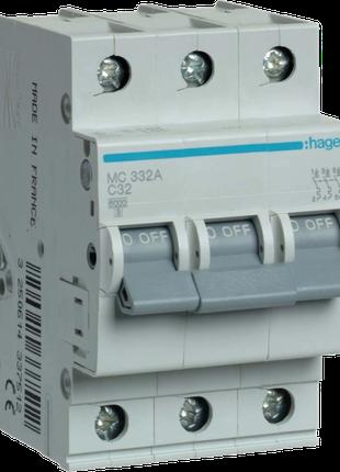 Автоматичний вимикач Hager In=32 А, 3п, С, 6 kA, 3м MC332A
