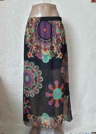 Фирменная desigual шифоновая юбка в пол с красочным цветочным ...