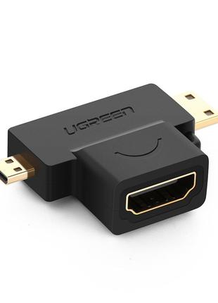 Переходник адаптер UGREEN HDMI- mini HDMI-micro HDMI Black (HD...