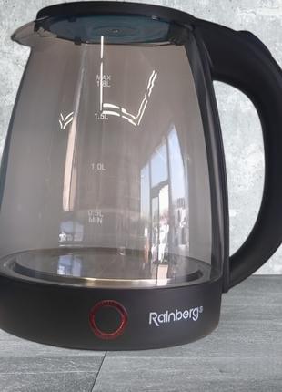Прозрачный стеклянный чайник Rainberg RB-2240 Дисковый электри...