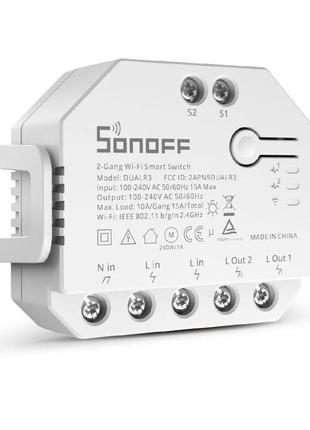 Смарт-перемикач Sonoff Wi-Fi із подвійним реле та вимірюванням...
