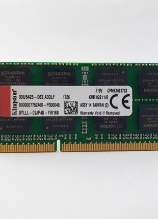 Оперативная память для ноутбука SODIMM Kingston DDR3 8Gb 1600M...