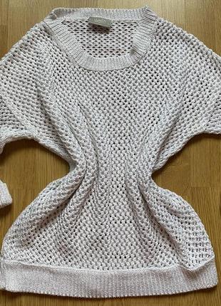 Белый свитер сеточка с люрексом размера м