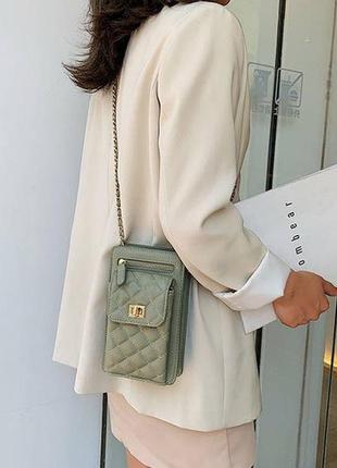Женская мини сумочка клатч с цепочкой стегана, маленькая сумка...